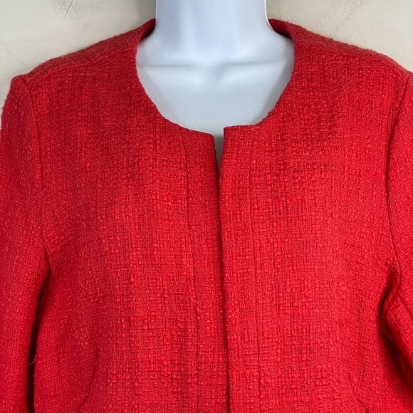 Alfani Womens Zip Front Jacket Size 12 Poppy Red Career Blazer Weekend Travel - Picture 2 of 9